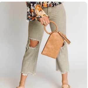 Mindy Mae -Dolly distressed jeans olive large